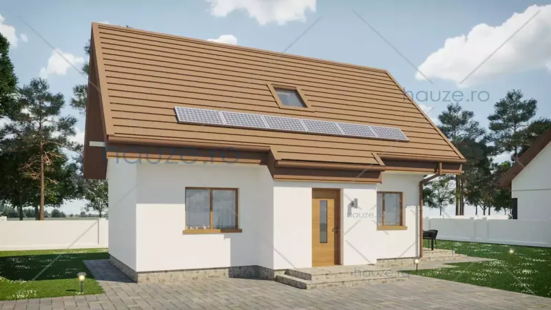 Coperta proiectului Proiect casă Parter și Mansardă (2 dormitoare) – Lucy – 56 m²