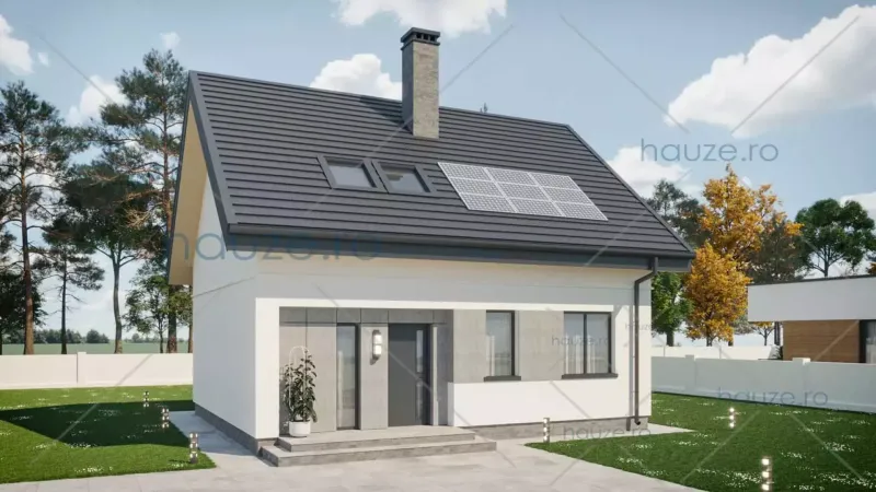 Coperta proiectului Proiect casă Parter și Mansardă (3 dormitoare) – Naomi – 75 m²