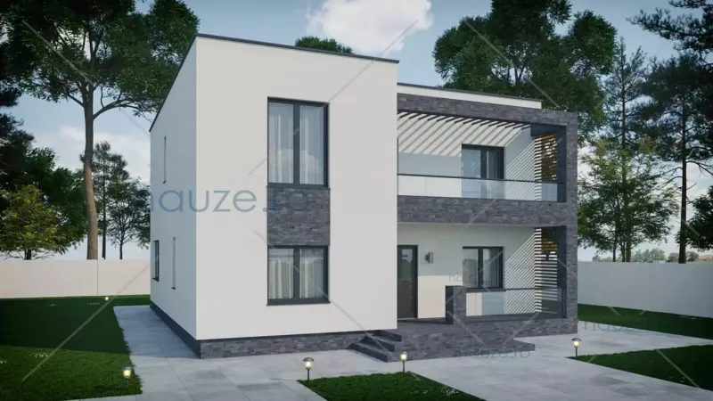 Coperta proiectului Proiect casă Parter și Etaj (4 dormitoare) – Haley – 126 m²