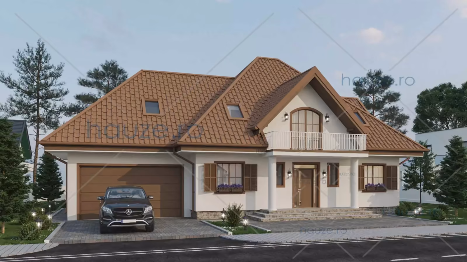 Proiect casa Parter si Mansarda (5 dormitoare) – Violet – 177mp