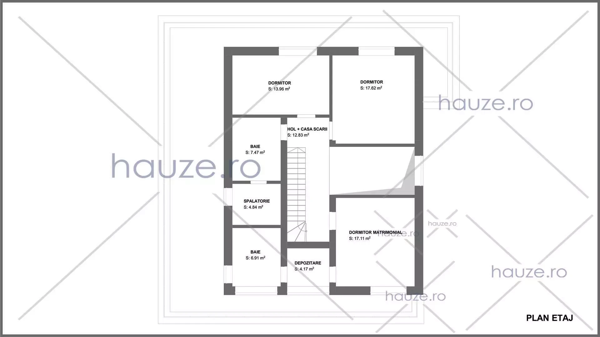 Plan etaj casă 4 dormitoare – Olivia – 210 m² utili