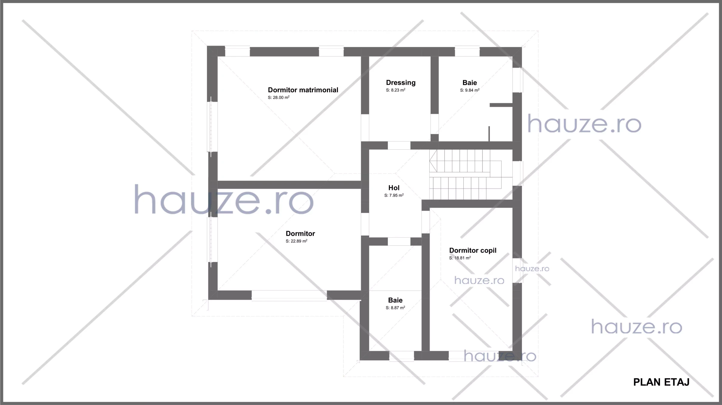 Plan etaj casă 4 dormitoare – Alyssa – 215 m² utili