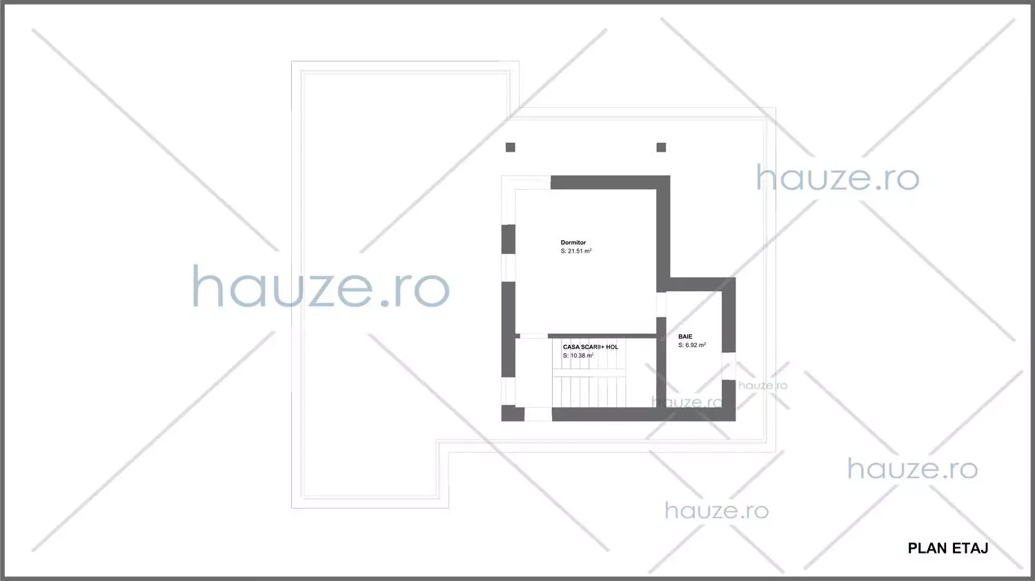 Plan etaj casă 2 dormitoare – Moro – 156 m² utili