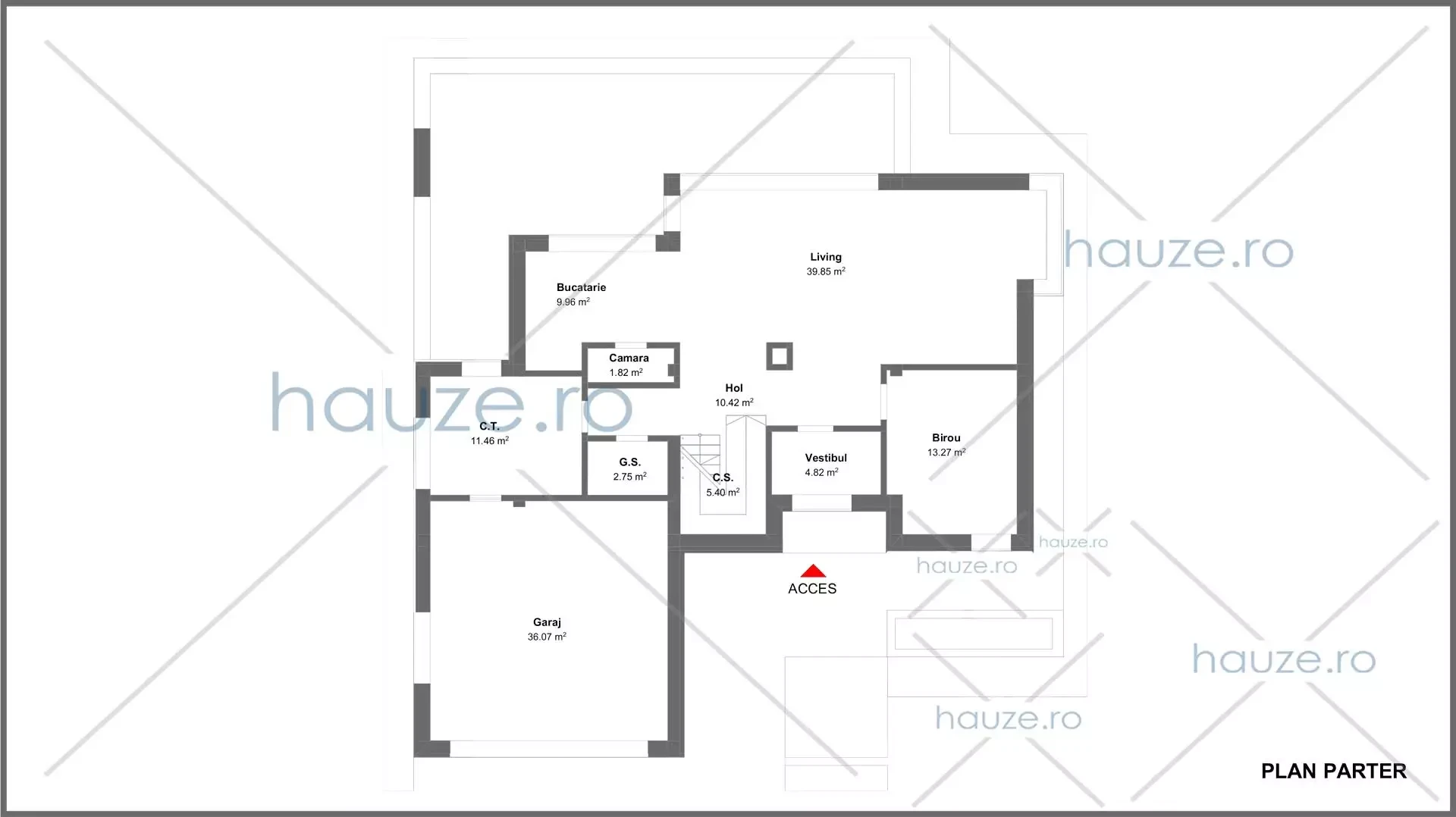 Plan parter casă 5 dormitoare – Lowri – 237 m² utili