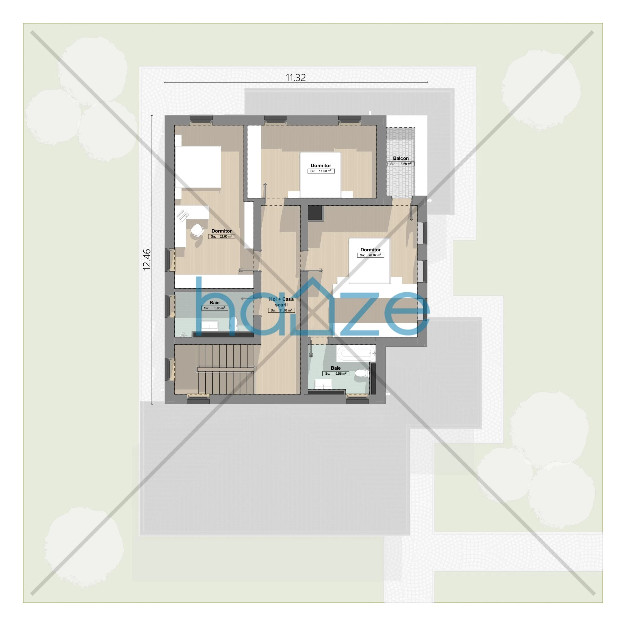 Plan etaj casă 4 dormitoare – Vera – 223 m² utili