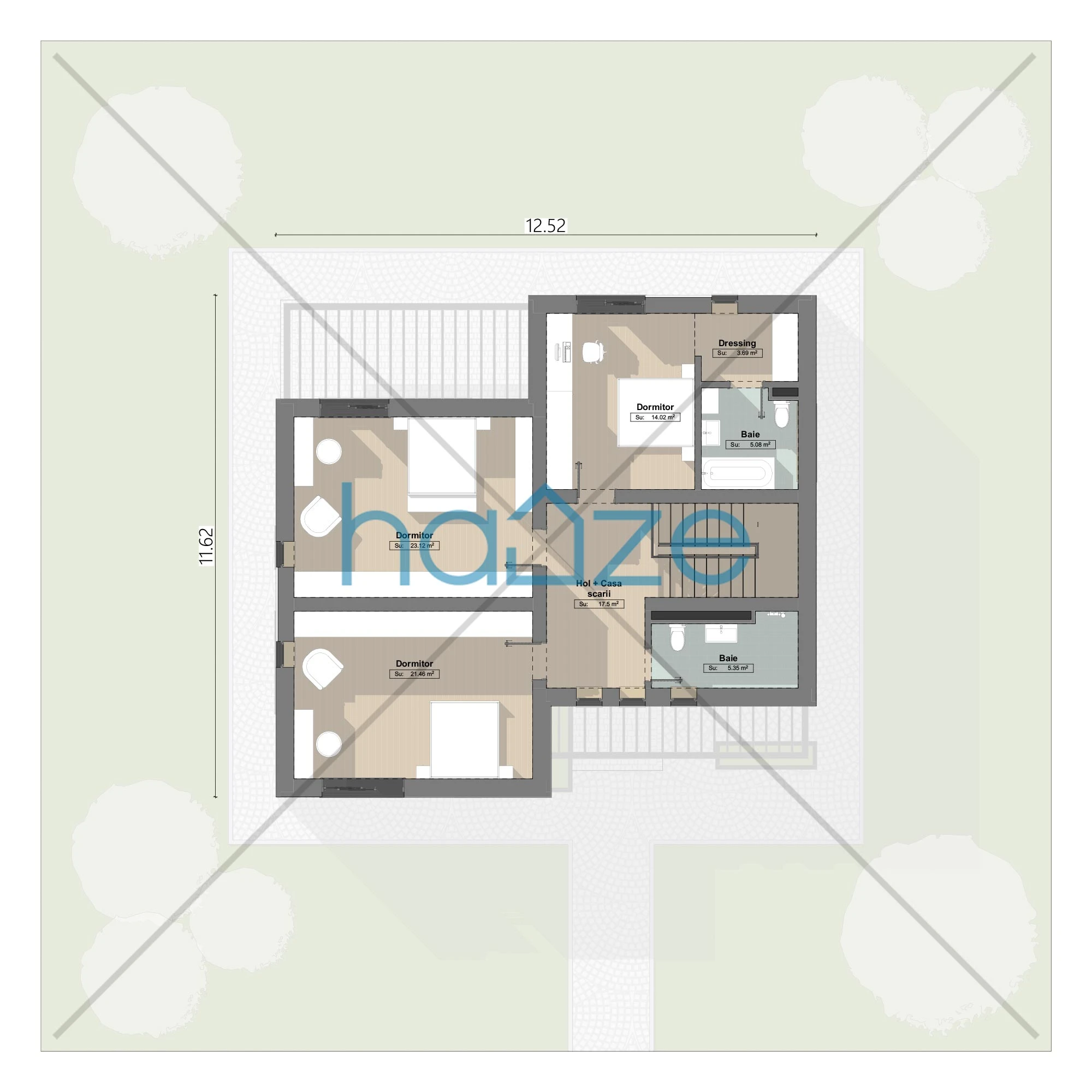 Plan etaj casă 4 dormitoare – Sienna – 182 m² utili